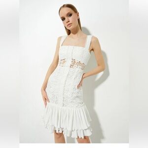 Lace Bridal Dress Strap Square Neck Tiered